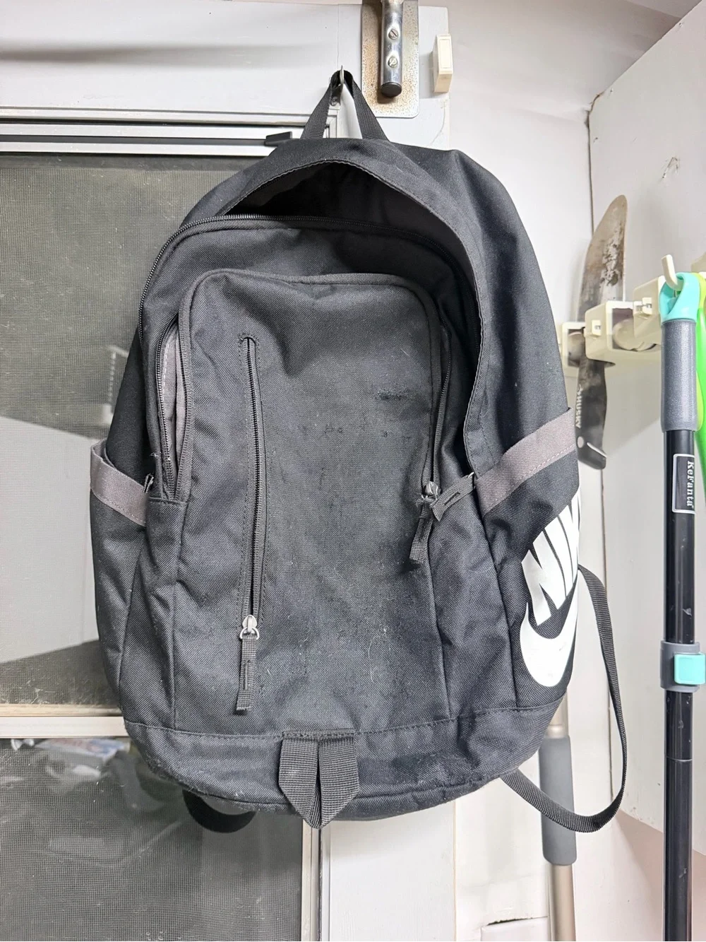 Nike Black Backpack with White Swoosh Logo